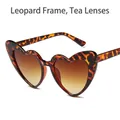 Fashion heart shaped sunglasses with leopard print frame and brown gradient lenses - Leopard Frame / Tea Lens