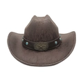Western cowboy hat in dark brown distressed suede with star buckle and stone detail - Coffee / M (56-58cm)