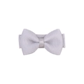 Detailed close-up of a white grosgrain ribbon hair bow clip for girls on white background - White