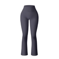 Dark grey high-waisted seamless ribbed flared yoga pants with slim-fit design - S / Gray