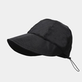 Detail of black waterproof nylon sun hat featuring adjustable drawstring and texture - Adjustable / Black