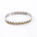 Pulsera bicolor de plata y oro en acero inoxidable con diseño de correa de reloj - Bicolor (Oro y Plata)