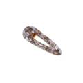 Waterdrop shaped acetate hair clip with grey-brown tortoise shell pattern and gold metal base - Grey Marble Water Drop