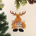 Plüsch-Weihnachtsrentier-Anhänger mit Feliz Navidad Schild am Weihnachtsbaum - Rentier mit Schild