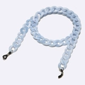 Light blue acrylic glasses chain with marble texture and black rubber connectors - 24 Two-tone Blue