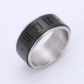Minimalistischer drehbarer Edelstahlring mit römischen Ziffern in Schwarz und Silber - US 7 / Schwarz