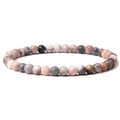 4mm natural map stone beaded stretch bracelet with pink and grey marbled texture - Pink Zebra Jasper