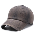 Distressed dark grey washed cotton baseball cap with vintage rips and frayed details - Adjustable / Dark Gray
