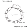 Minimalist silver stainless steel paperclip chain bracelet with adjustable clasp - Steel Color Bracelet 16+5cm