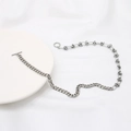Chic silver Cuban chain necklace with OT toggle clasp on minimalist ceramic dish - Silver (YS34)