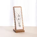 Bamboo wood necklace display stand with white faux leather lining 27cm variant - Walnut Color Base - White PU Leather