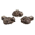 Juego de tres tiradores de cajón de gato durmiendo en bronce con textura de pelo detallada - Adorno de Resina de Gato Durmiendo (Juego de 3)