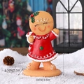 Miniature gingerbread girl figurine with candy cane for Christmas table decoration - Resin / Gingerbread Girl - Cane - Large - Kraft Box (7142H-0202)