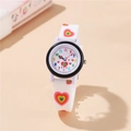 Orologio al quarzo per bambini con cinturino in silicone bianco e cuori colorati - Bianco