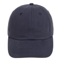 Detailed close-up of dark blue cotton twill baseball cap stitching and air vents - Navy Blue
