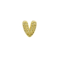 Macro shot of gold-plated V-shaped pendant with pavé sparkling cubic zirconia inlay - Letter V (Pendant Only) / Gold