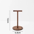 T-shaped walnut wood earring display stand, 12cm height with a round wooden base - 12cm x 6.8cm