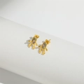 Exquisite gold reindeer stud earrings with colorful cubic zirconia in a festive design - Alien/Reindeer