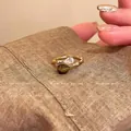 Adjustable gold butterfly ring with green gemstone and teardrop zircon butterfly design - Gold - Two Stone Teardrop Olive B