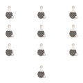 Flat lay of 10 rose gold alloy racket pendants with black enamel and white pearl accents - Racket with Pearl Style (8#)