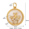 16mm gold bee pendant with white shell inlay and zircon micro-pave detailing - M778638-Gold Shell Bee Coin