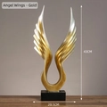 Scultura moderna di ali d'angelo in resina sfumata oro e argento con base nera - 7121S-01 Ali d'Angelo Dorate-Grande