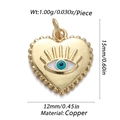 Golden heart-shaped Evil Eye pendant in polished copper, size 15mm by 12mm - Mini Heart Eye (CX142-2)