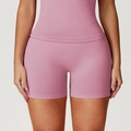 Pink high-waisted seamless yoga shorts for women with elastic quick-dry fit - Dusty Pink