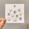 Set of 10 gold pearl brooch pins with smiley face and star patterns on white card - Style 5 - Pentagram Smile (10 Pcs)