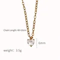 18K gold plated heart pendant necklace with dimensions 6mm stone and 40cm chain length - Gold Rhinestone Heart