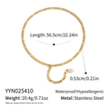 Detail view of gold Figaro chain necklace with pearl pendant and 56.5cm length measurements - Yyn025410