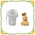 Sitting rabbit silicone mold for Easter candles with detailed fur texture and size specs - Sitting Bunny / White