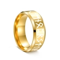 Gouden roestvrijstalen herenring met witte Noordse Elder Futhark runen - US 6 / Goud