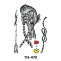 Waterproof tattoo sticker with owl and Pac-Man graphics on white background - Th-470 / 210*148mm