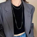 Collana a doppio strato in argento a maglia serpente quadrata in acciaio inossidabile - Collana a Serpente Lunga 120cm / Argento