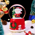 Aimant de frigo boule à neige de Noël avec Père Noël et bonhomme de neige festif - 2207 Père Noël & Sapin / Moyen 80# LED Lumière+Musique