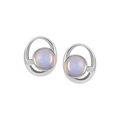 Orecchini a perno in argento S925 con design geometrico e pietra di opale blu - Argento 925 / Opale Oro Bianco (Con Chiusura in Argento)