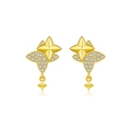 Elegante goldene S925 Sterling Silber Stern Ohrstecker mit funkelnden Zirkonia Steinen - 925er Silber / 18K Gold