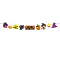 Detail of Happy Halloween banner featuring cartoon pumpkin, ghost, and bat decorations - HL Magic Witch Banner