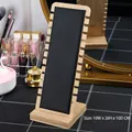 Minimalist bamboo necklace display stand with black padding, size 10x26x10cm - Black Leather - 12 Slot Vertical Stand