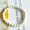 White cat eye stone bracelet with golden cracked patterns on minimalist card - Gold Line White Turquoise