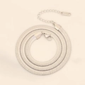 Detail of silver stainless steel flat snake chain with lobster clasp and extender - 2.5mm Silver