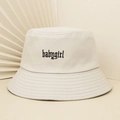 Cappello a secchiello beige in cotone con ricamo babygirl per protezione solare - Taglia unica / Beige