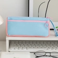 Astuccio per matite in tela azzurro e rosa ad alta capacità con pratico manico - Quadri Patchwork Rosa Blu