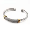 Tweekleurige geweven kabelarmband van roestvrij staal in zilver en 18K goud - Tweekleurig Goud Zilver