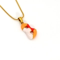 Gold stainless steel letter necklace featuring colorful enamel drip oil pendant charms - Letter B Style / Multi-color (Red/White/Orange)