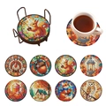 DIY 5D diamond painting coaster set featuring autumn themes with squirrels and foxes - Autumn Squirrel