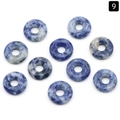 Blue and white spotted natural stone donut beads in circular ring shape, set of ten - 18mm Blue Spot Jasper (Single)