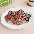 Seamless fabric hair ties in brown, beige and black tones, set of 30 pieces - Milk Tea