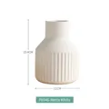 Matte white ceramic vase with vertical embossed stripes, minimalist Nordic home decor style - Medium / Matte White